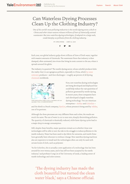 Can Waterless Dyeing Processes Clean Up the Clothing Industry?