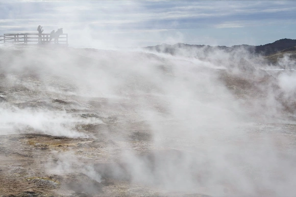 Steam released from earth in Iceland